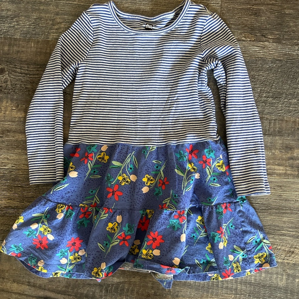 Tea collection Striped and Floral Long Sleeve Dress